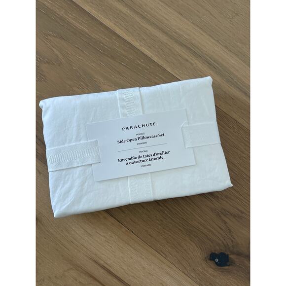 New Set of 2 Parachute Home Standard Percale Back Open Pillowcases White - Picture 1 of 2